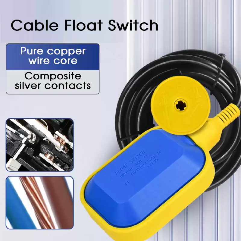 Automatic Float Water Level Switch with IP68 Waterproof Terminal 220V 380V Liquid Level Sensor For Water Tank Tower Sewage Pump