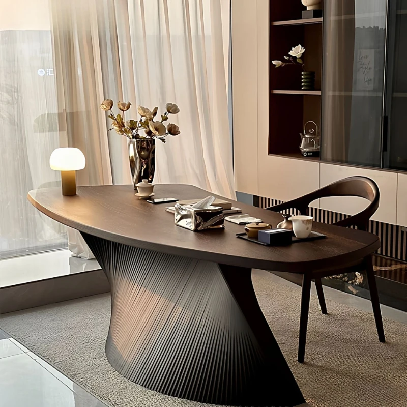 مكتب منضدة من الخشب الصلب بتصميم عتيق على الطراز الإيطالي البسيط على شكل خاص #1