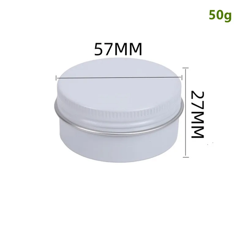 100pcs 1.76oz Metal Round Aluminum Tins Refillable 50ml White Containers Jar with Screw Lid for Cosmetic Cream Sample Cans