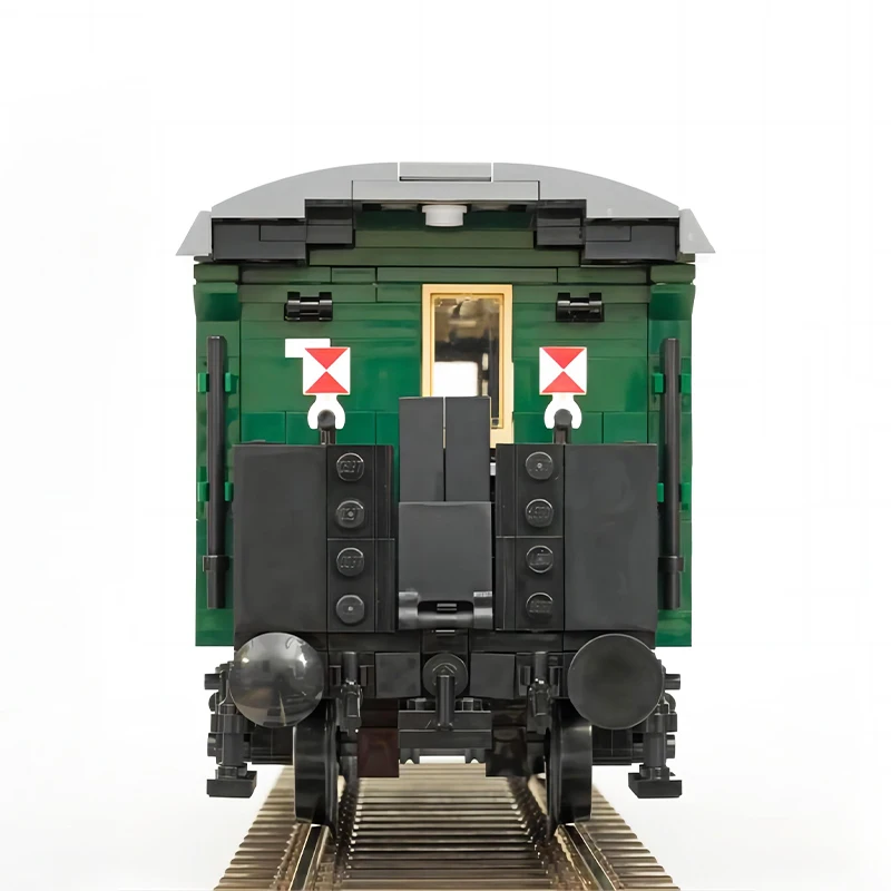 Moc bloco de construção de dois eixos carro de passageiros trem ferroviário transporte brinquedos quebra-cabeça diy modelo tecnologia tijolos conjunto natal presente