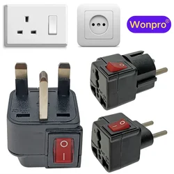 Pan European UK EU Schuko Travel Plug Adapter With Main On/Off Switch Wonpro Brand