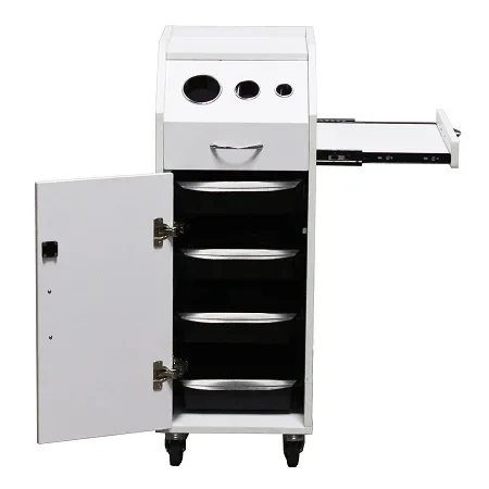 New Design Salon Furniture Barber Shop Cabinet Wooden Hairdressing Cabinet With Drawer Locked Trolley