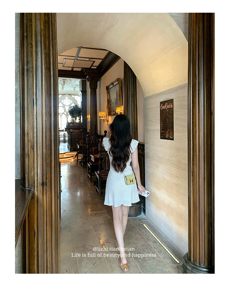 Abiti senza maniche Abito da donna Elegante donna Party Primavera Raso Scollo a barca Applique Pieghettato Vita impero Artistico H-Line Quotidiano