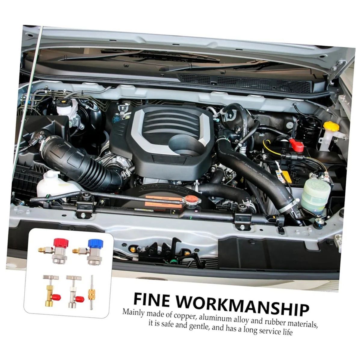 طقم شحن مبردات ABNJ Automotive R134a مع صمام صنبور الخزان، قارنة توصيل سريعة وأداة إزالة قلب الصمام
