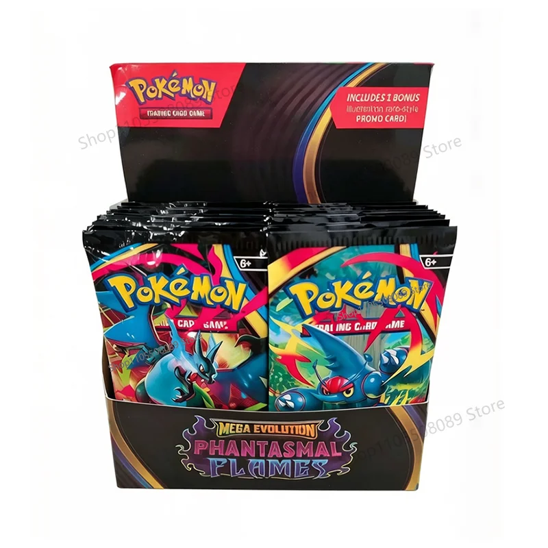 Englisch 360 Stück Pokemon TCG Mega Evolution Phantasmal Flames Classics Booster Box Pokemon Sammelkarten 36er Pack Box für Jungen Geschenke