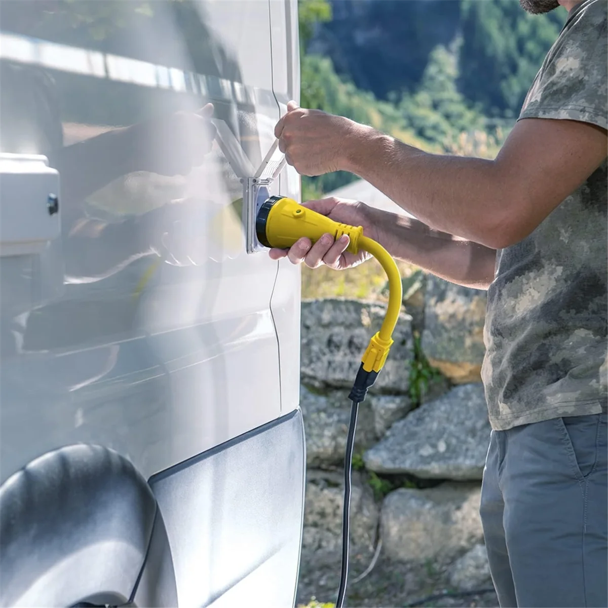 

PA-50A RV Plug Twist Lock Inlet,Shore Power Inlet Plug 125V/250V RV Power Receptacle for Marine Boat Trailer