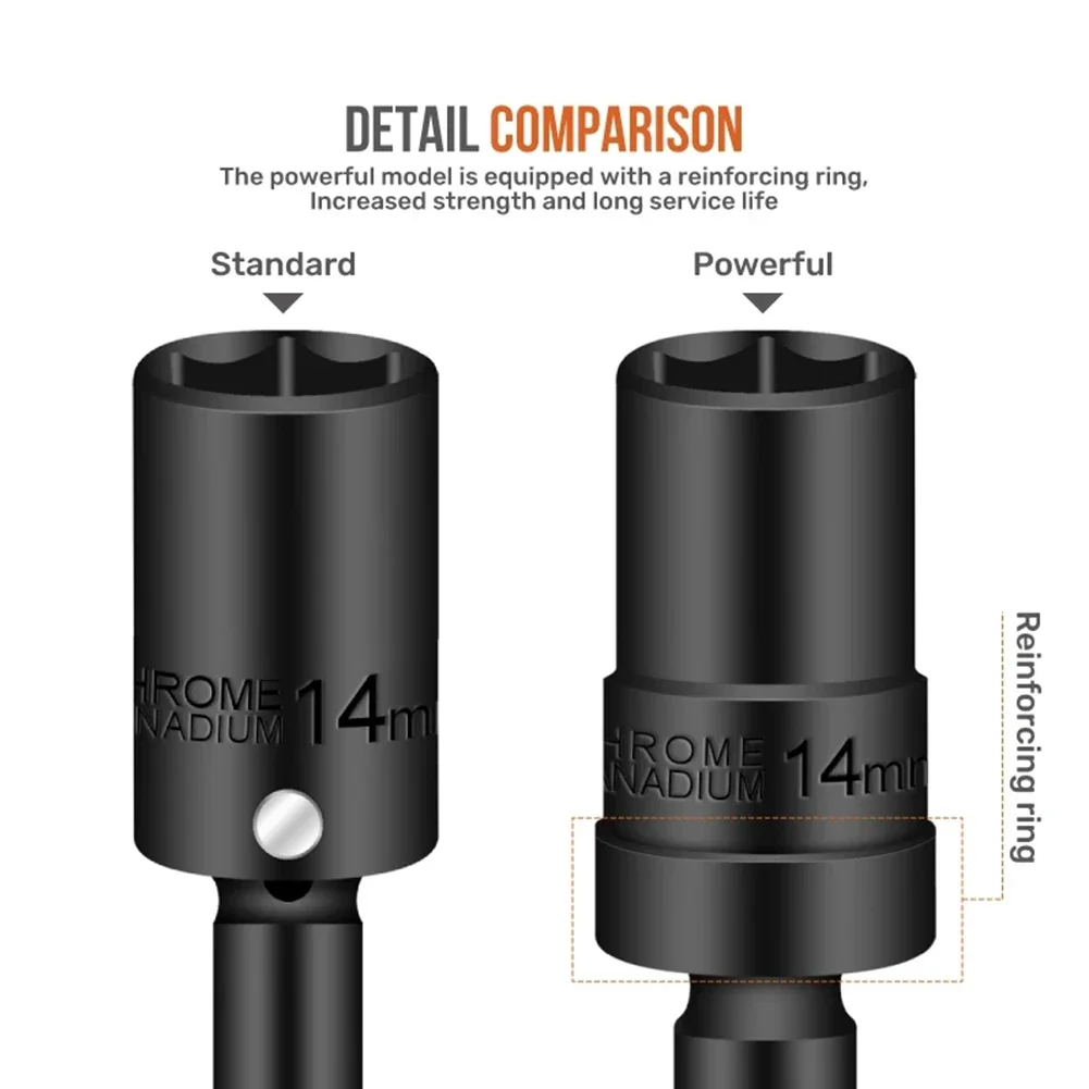 1/2inch 138mm Square Interface Impact Wrench Hex Socket Head Adapter Spanner Converter 12-19mm Extended Hexagonal Socket