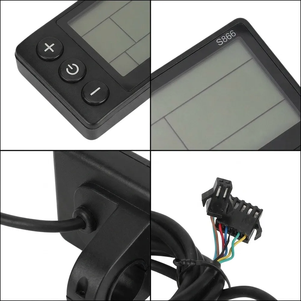 S866 Multi-Display LCD for E-Bike and Scooter Real-Time Metrics Speed Mileage Assist Fault for code Black ABS Housing