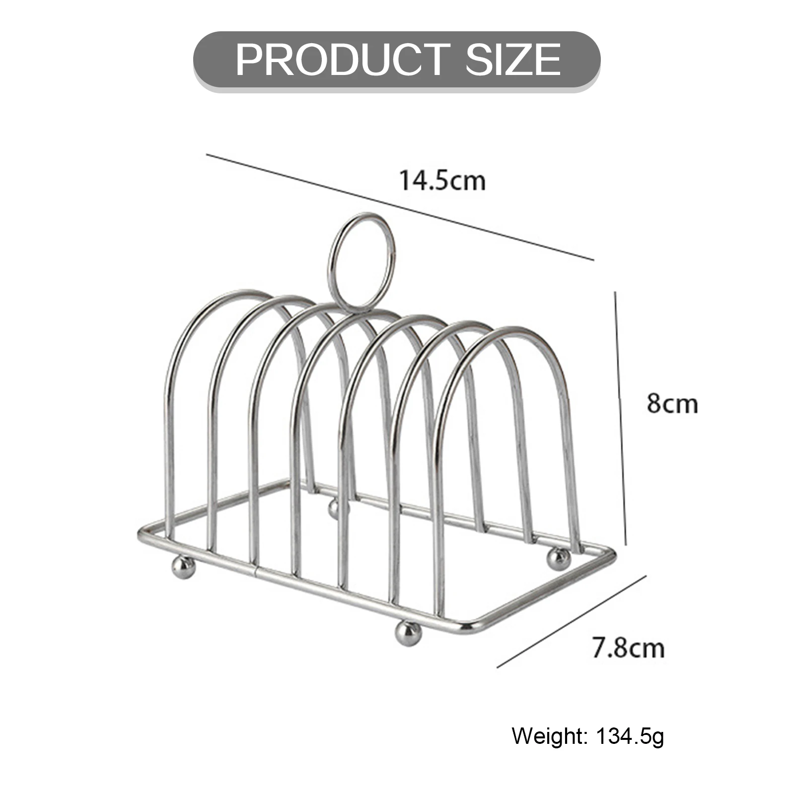 رف حامل الخبز والخبز المحمص ، 6 فتحات ، قدم كروية ، مقبض حمل ، قطع خبز تقديم