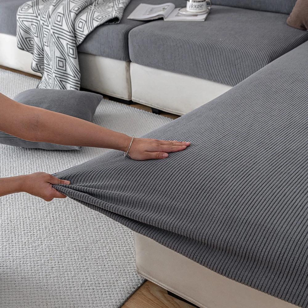 Gestreepte jacquard stof bankhoes woonkamer elastische luxe bank zitkussen geval woondecoratie stofdicht antislip productor