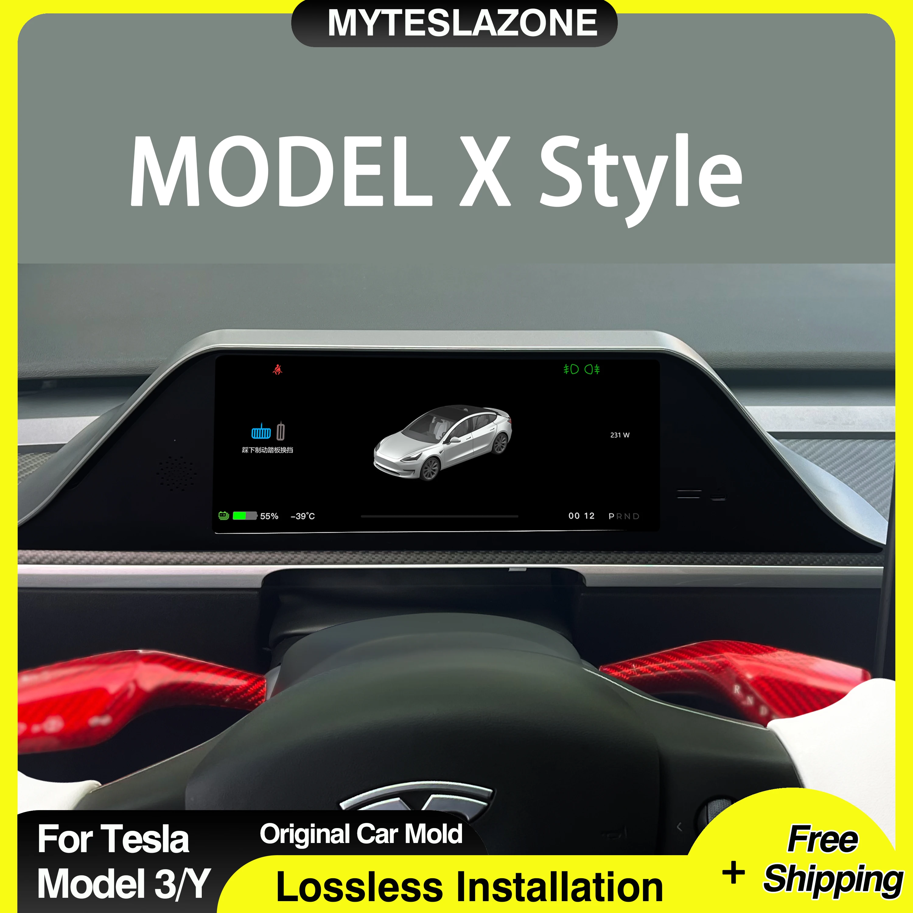 

8.9 Inch Touchscreen Dashboard Head Up Display with Carplay & Android Auto Touch Screen For Tesla Model 3 model Y Accessories