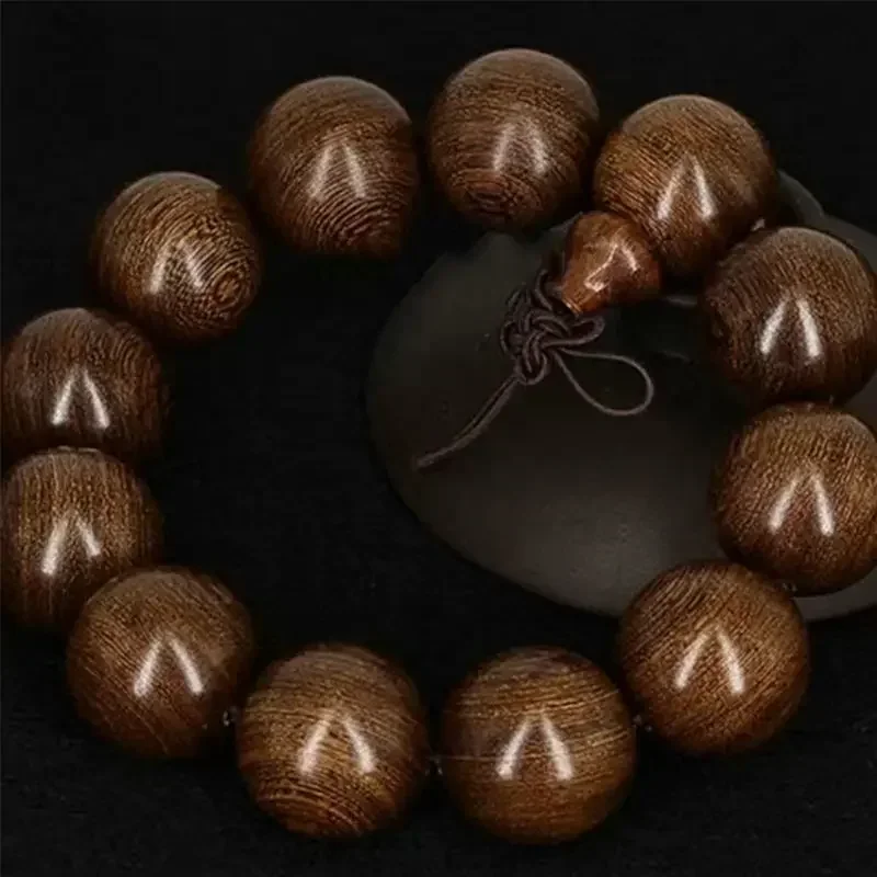 6/8mm Natural Golden Line Golden Sandalwood Ebony Bracelet Buddha Beads 108 Handmade Beads Submerged Golden Sandalwood Bracelet