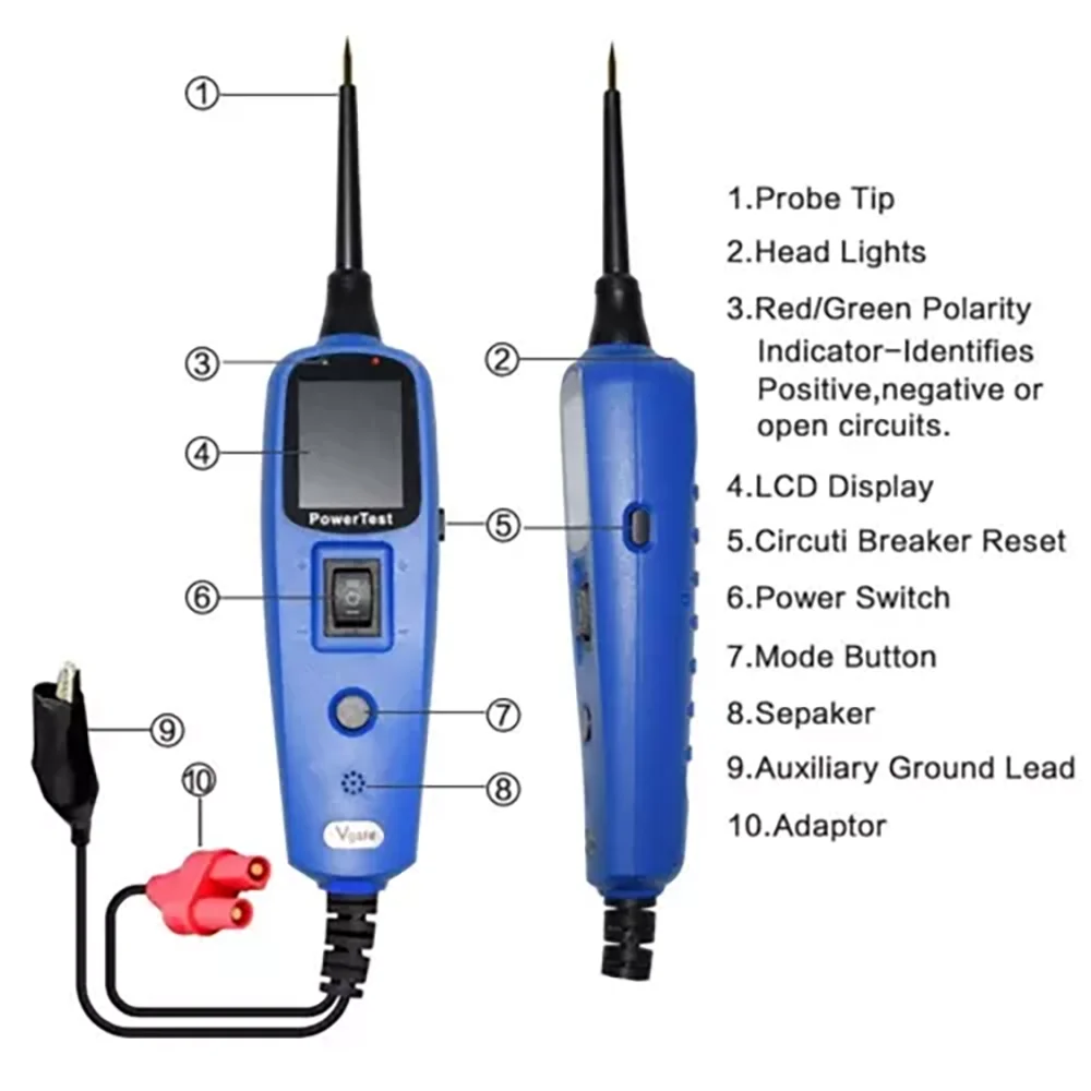 Vgate PT150 Power Test 12V Power Scan 24V Pencil Tester Electrical System Circuit Scanner Diagnostic Tool for Battery