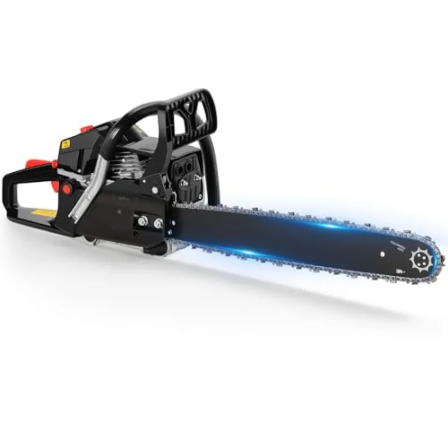 

Газовая бензопила 62CC, 20-дюймовая цепная пила с 2-тактным двигателем, бензопила с нескользящей ручкой, двойные топливные баки для Forest Gar