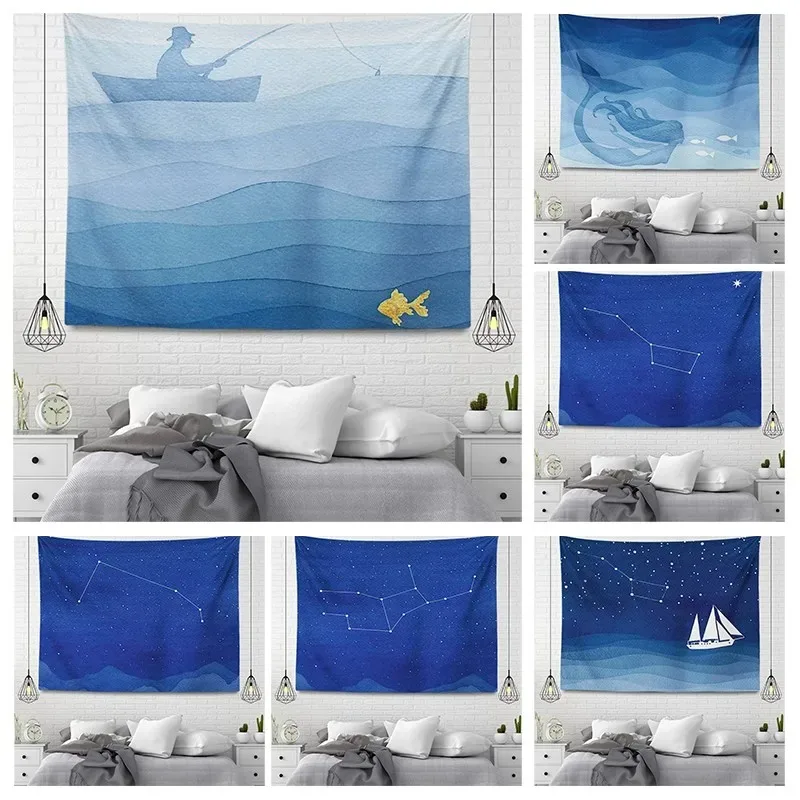 

Ocean starry sky pattern hanging cloth dormitory wall background cloth home decoration room living room tapestry