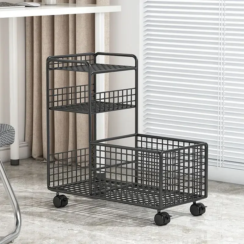 Multifunction Trolley Shelf Office Living Room Bathroom Floor Mobile Snacks Multi-Layer Document Storage Book Shelf