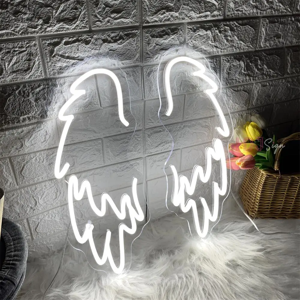 Personalizado un par de alas de Ángel Led letrero de neón decoración de pared boda fiesta Bar personalizado luz de neón decoración de fondo luz regalo para niñas