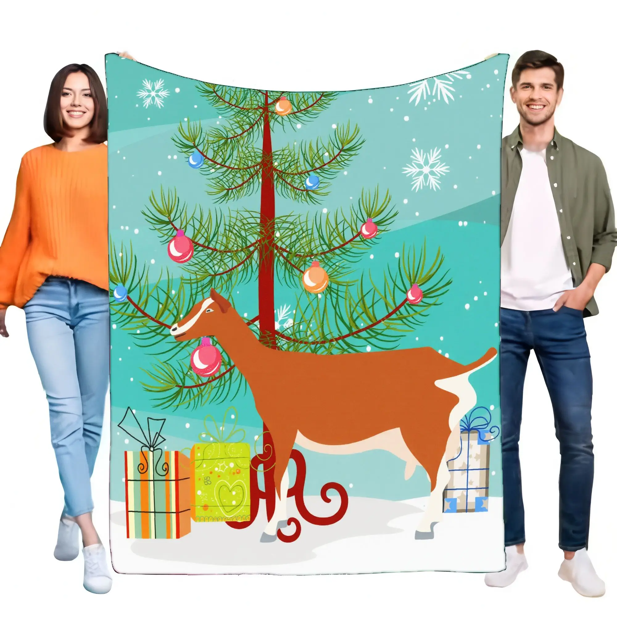Festive Christmas Blanket Cozy Soft Throw with Colorful Tree and Gifts Design, Perfect for Holiday Decor, Ideal as a Gift for Fa
