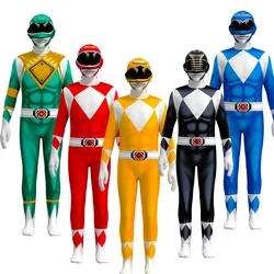 Adult Power Samurai Red Rangers Cosplay Costume for Kids Halloween Sentai Shinkenger Rangers Mask Bodysuit Plus Size Clothing