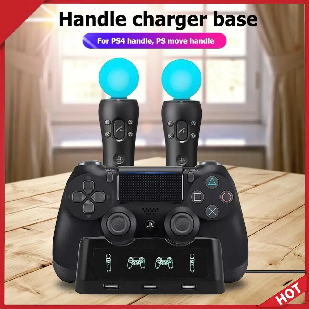 Base de Carregamento 4 em 1 para Controle Joypad e Joystick PS4+PS Move