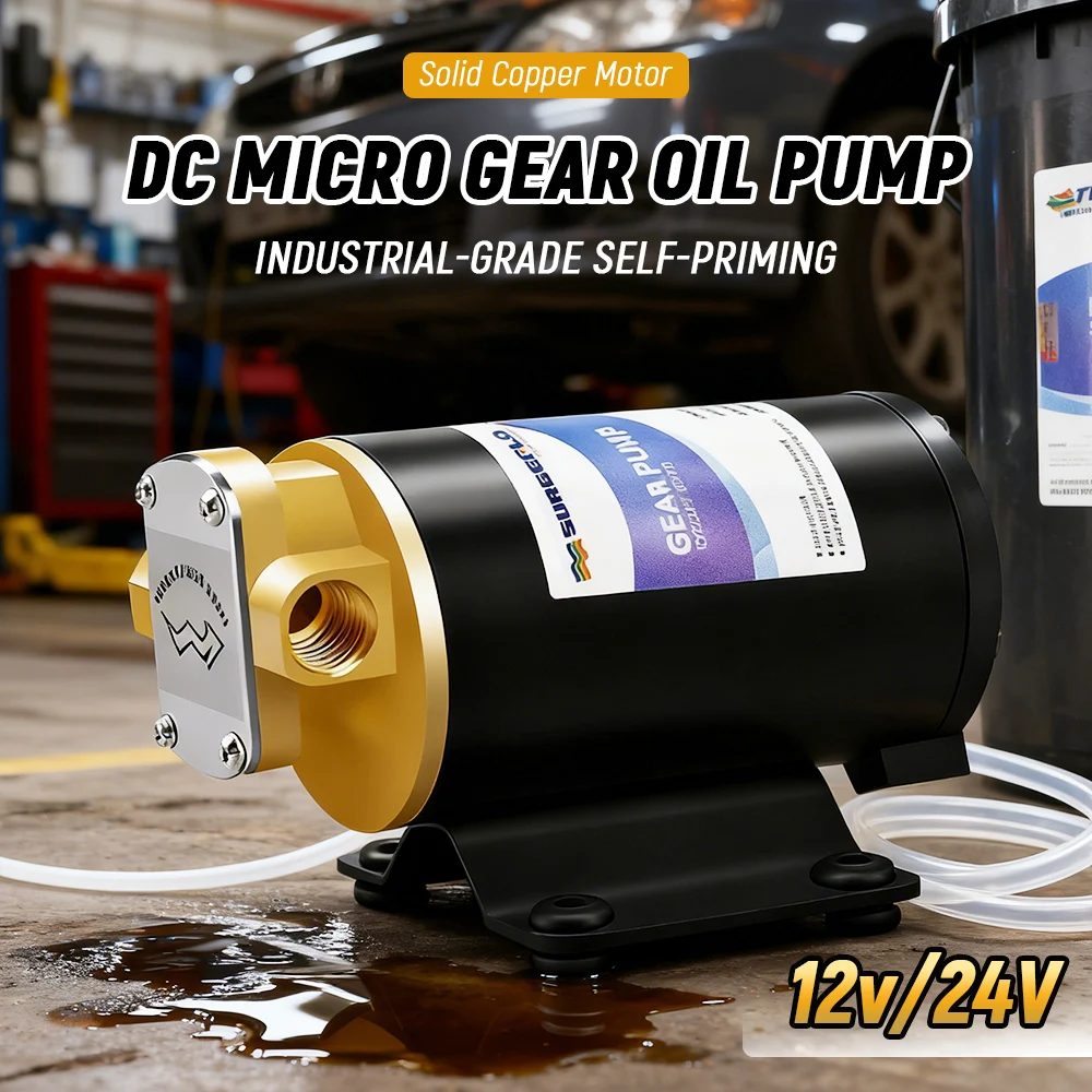 Gear Oil Pump 12V 24V Electric Self-priming Gear Pump High Flow Oil Transfer Pump Oil Change Pump for Engine Oil Hydraulic Oil