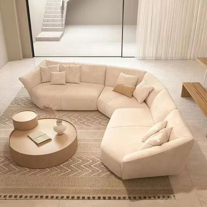 

Minimalist petal sofa, cream wind curved dirt-resistant suede fabric sofa