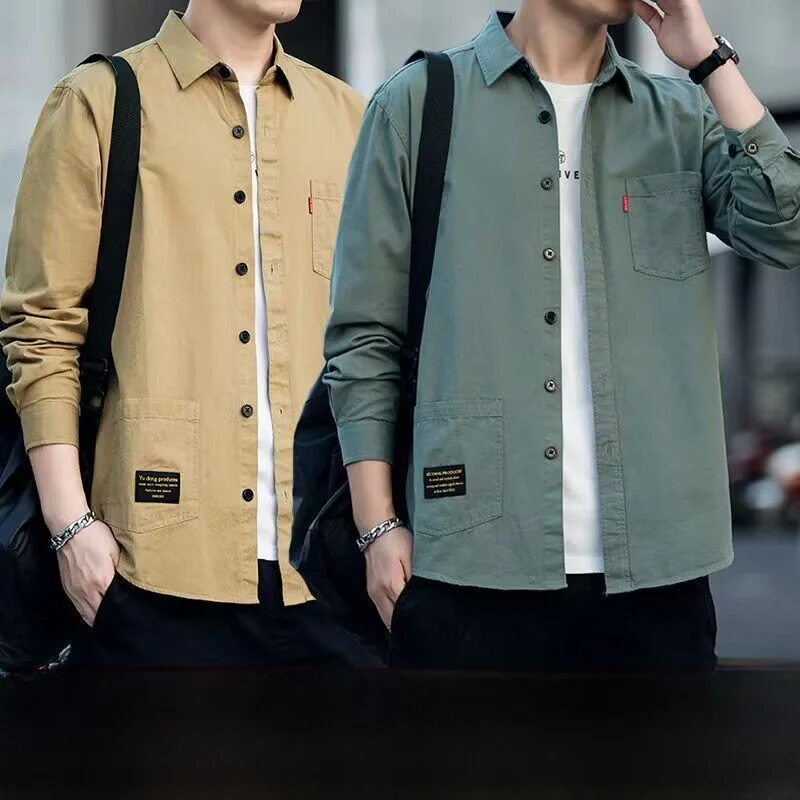 

High-End Summer Loose Long Sleeve Work Shirt Men's Outerwear Spring Autumn Casual Shirt Men's Sun Protection Top