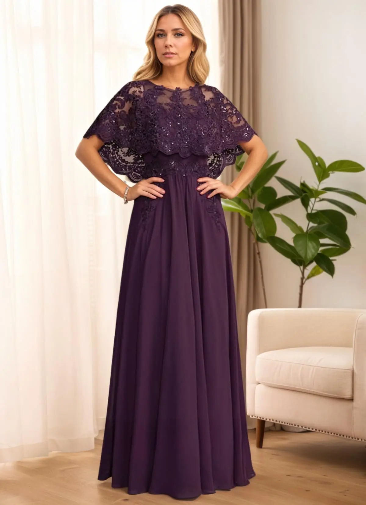 Robes mère de la mariée à manches courtes pour femmes, en mousseline de soie, avec lacets, longue robe de soirée formelle plissée avec paillettes