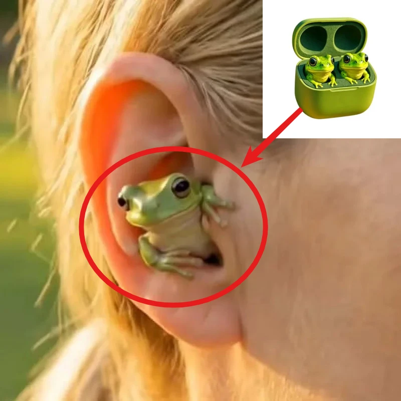 

Frog Earbuds, Cute Animal Shaped Bluetooth Earbuds with Charging Case, Deep Bass, Noise Reduction, IPX4 Waterproof