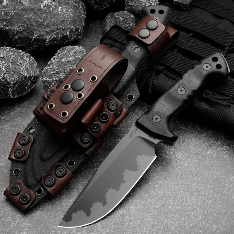 1pc Heavy Duty Outdoor Hunting Knife, High Hardness Camping Knife, Fixed Blade Military Rescue Knife, Hiking Survival Knife