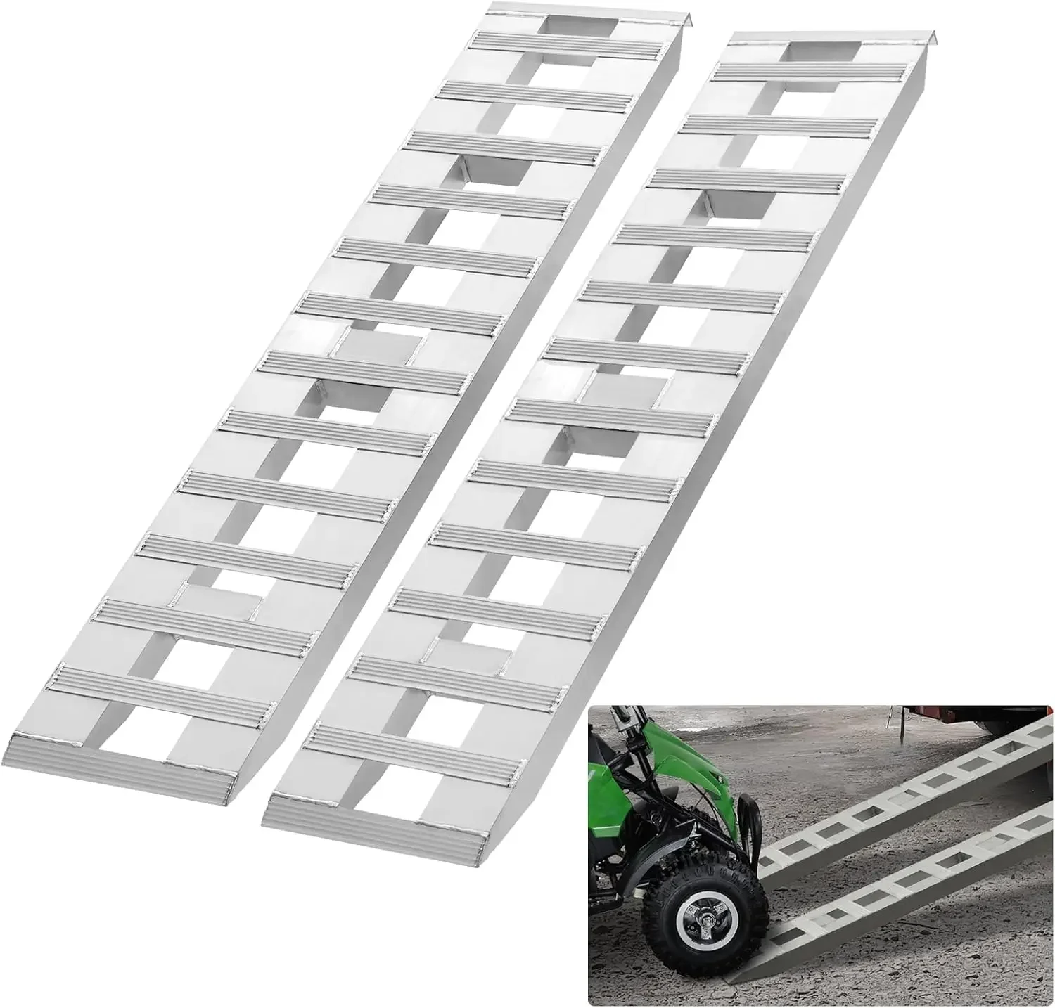 Loading Ramps, 2 Pcs 72 x 15 in, Durable Aluminum and Heavy-Duty Trailer Ramp Set with Anti-Slip Plates, 6000 Lbs Combined Capac