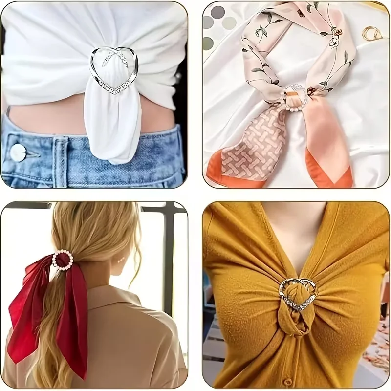 Four-piece elegant scarf clasp - Zinc alloy round shirt clasp, suitable for ties, dresses and scarves, fashionable accessory