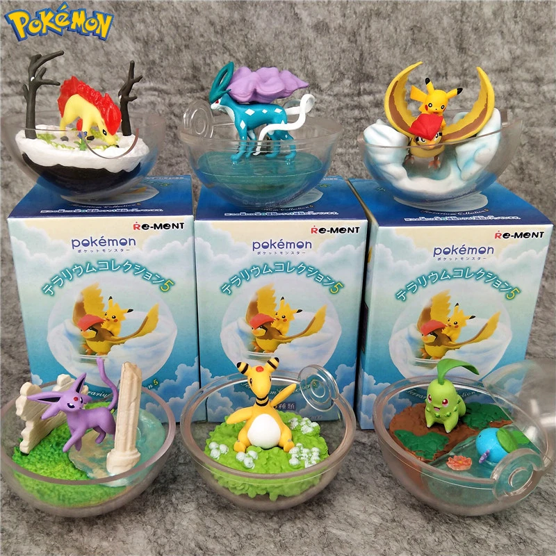 Pokemon Transparent Poke Ball Series Scene Model Cute Pikachu Ampharos Decorative Ornaments Children's Toys Christmas Gifts