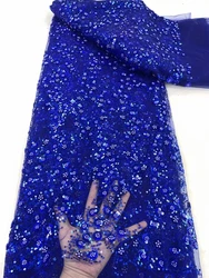 Perline africane tessuto di pizzo 2024 di alta qualità francese netto paillettes pizzo ricama pizzo nigeriano per cucire donna vestito da partito 5 yarde