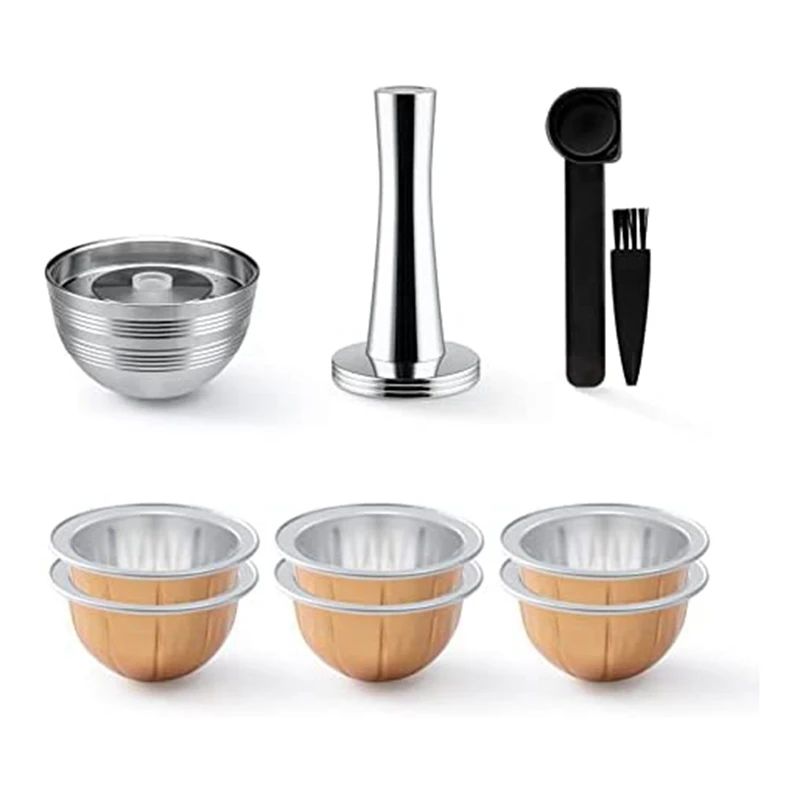 

Reusable Capsules Plastic+Metal Capsules For VERTUOLINE NEXT Refillable Aluminum VERTUOLINE Pods