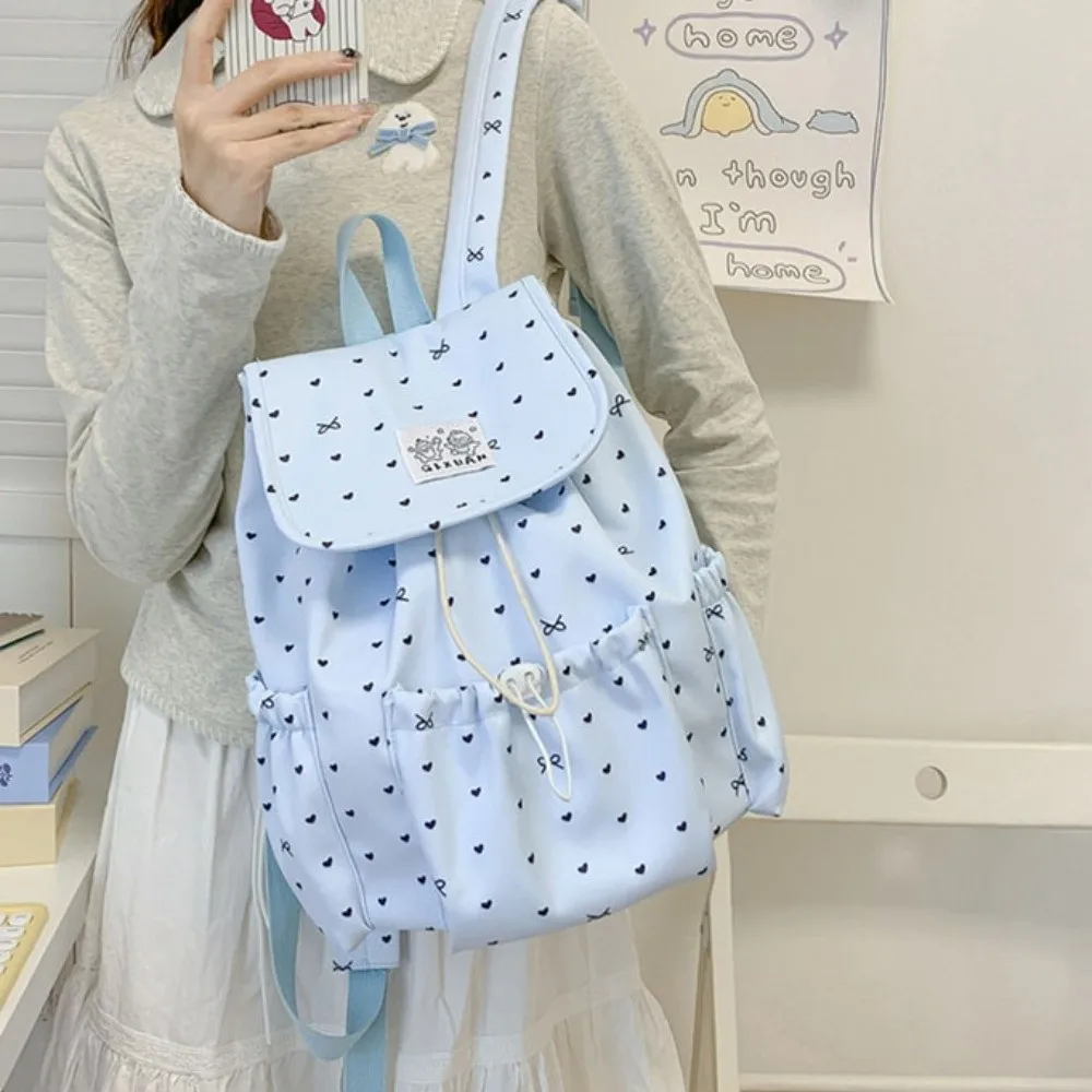 Cute Lightweight Drawstring Backpack Large Capacity Korean Style Nylon Backpack College Style Cloth Students School Bag Outdoor
