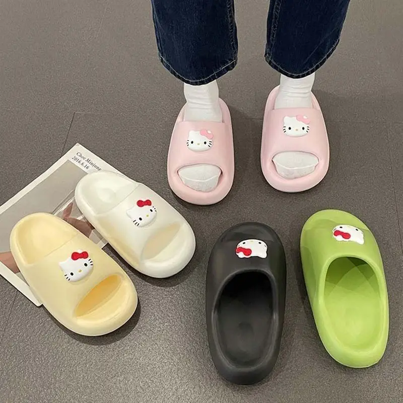 

New Summer Sanrio Slippers Cute Hello Kitty Home Home Indoor Non-slip Soft Platform Ins Outside Wear Slippers Accessories Gift