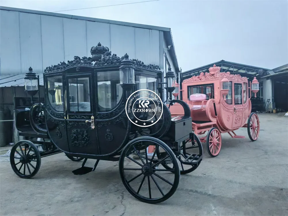 高級四輪電動馬車,ロイヤルワゴン,ウェディングカート,金箔付き馬車