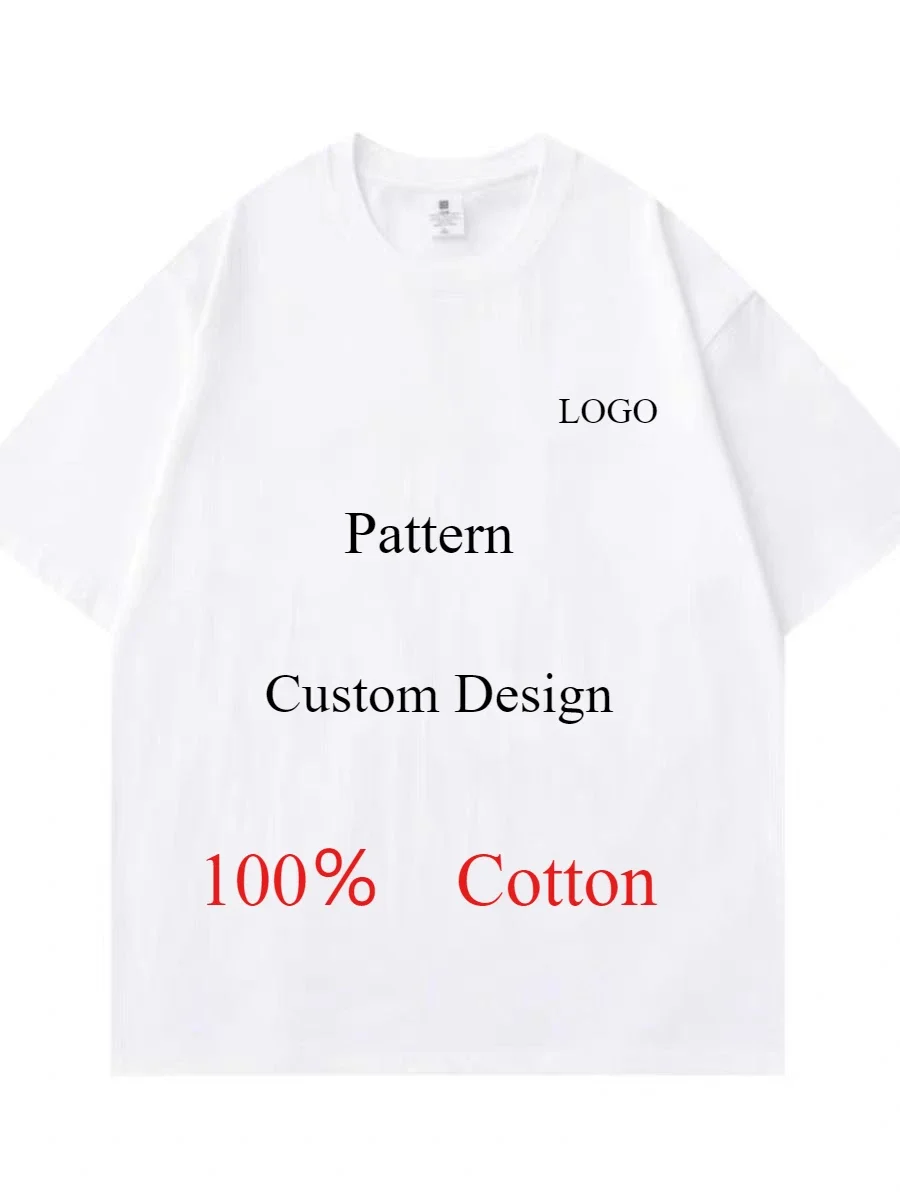 DIY Your Logo Customized Design DTG Printing 300GSM Heavyweight Cotton Mens T-shirts High Quality Loose Short Sleeve Shirts 3XL image 3