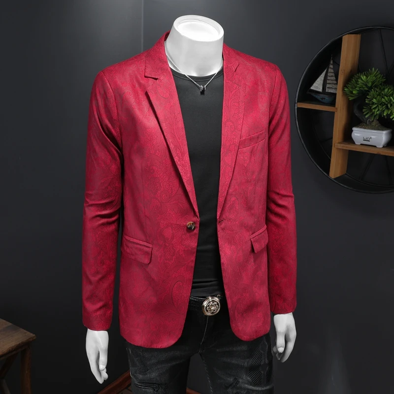 Single breasted buckle blazers mens Business Casual blazer Men fashion British style Suit Jacket 2025 Men's Spring Slim fit Suit