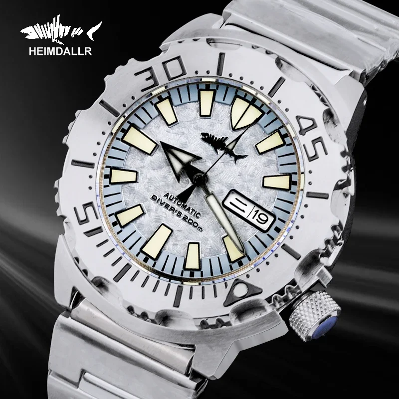 Heimdallr Monster V2 Watch Automatic Mechanical Frost Dial Diver Watch 200M Water Resistance NH36 Luxury Wristwatch Men