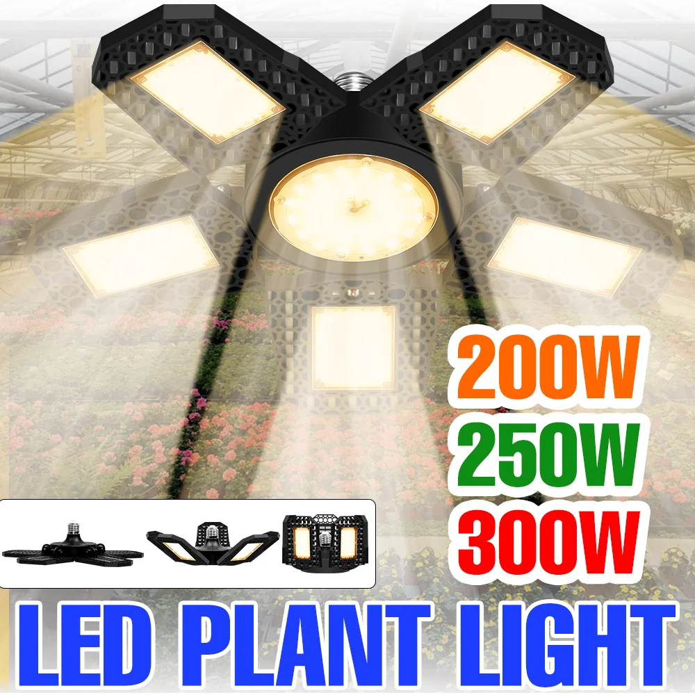 

300W LED Full Spectrum Grow Light Bulb Indoor E27 Deformable Plant Lamp Greenhouse Vegs Hydroponics Cultivation Lighting