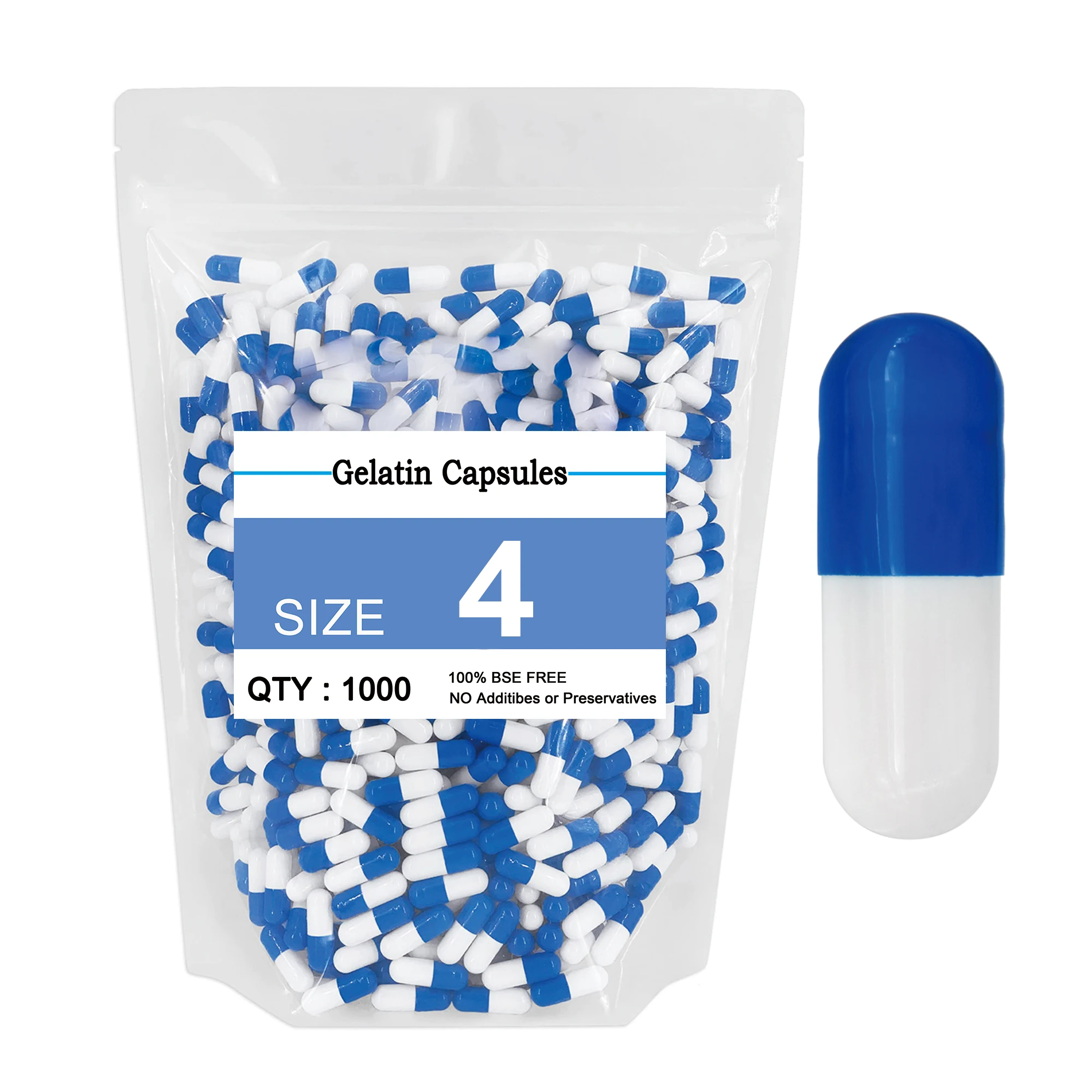 1000PCS Standard Size 00#0# Empty Capsules Gelatin Clear Capsules Pill Hollow Hard Gelatin Transparent Seperated Joined Capsules