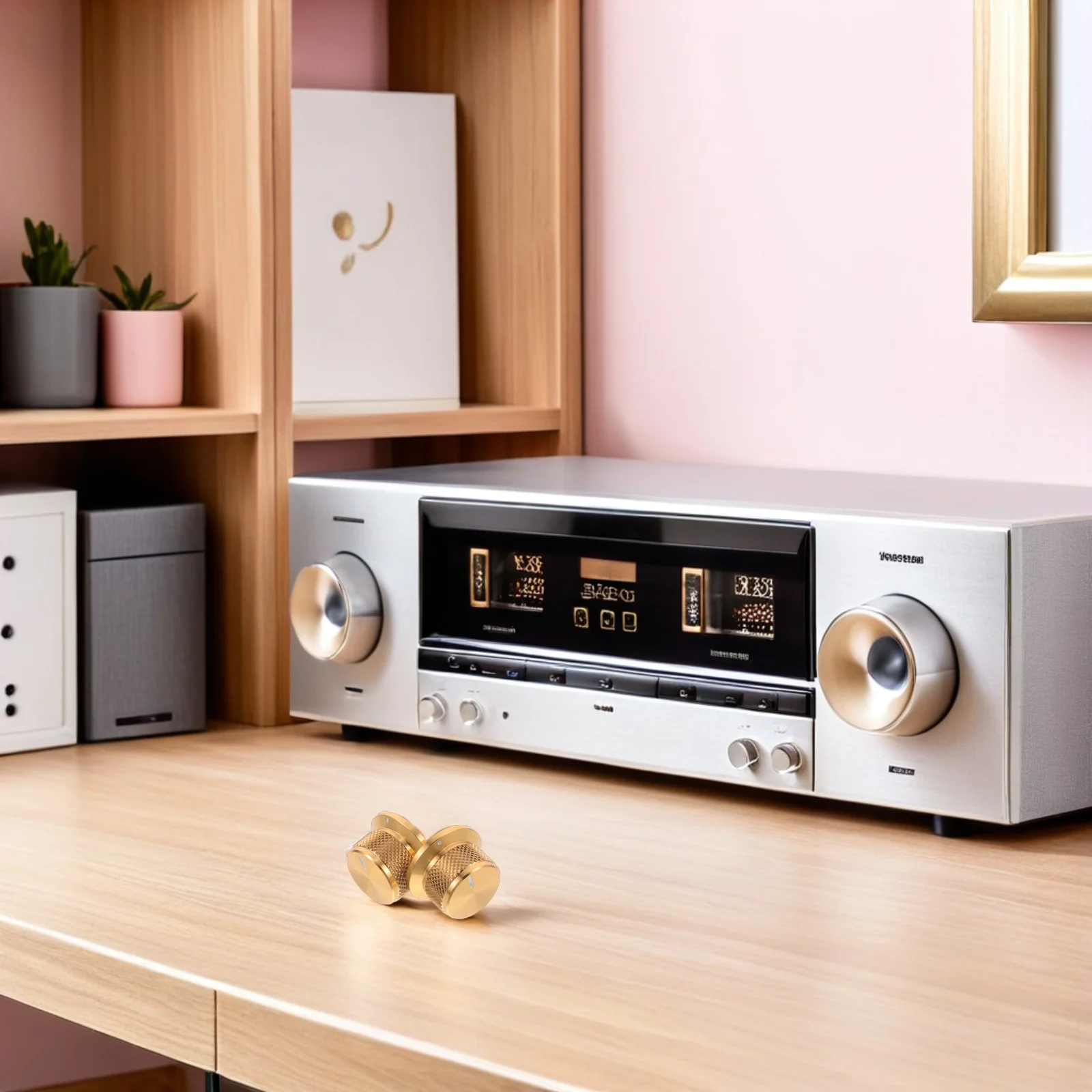 

2Pcs Aluminium Volume Knobs Gold Metallic Rotary Control Precise Smooth Rotation for Mixer Amplifier Audio Equipment