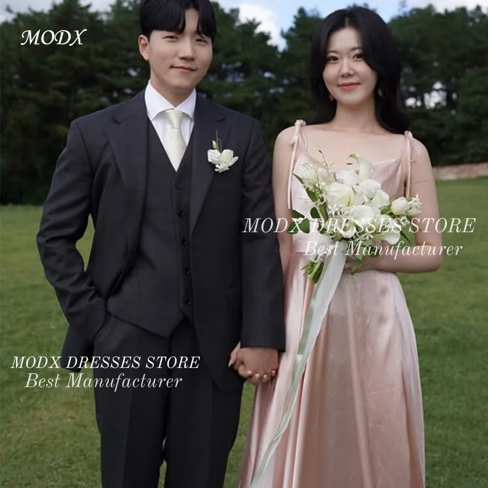 

MODX 2026 Fairy Pink Satin A-Line Korean Wedding Dress Bridal Gown for Photo shoots Vestidos Novias Boda Women Customized 2026
