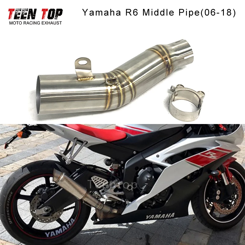 

Средняя выхлопная труба мотоцикла для Yamaha R6, выхлопная труба 2006-2018, 60 мм, стальная модифицированная соединительная трубка R6, средняя соединительная трубка R6