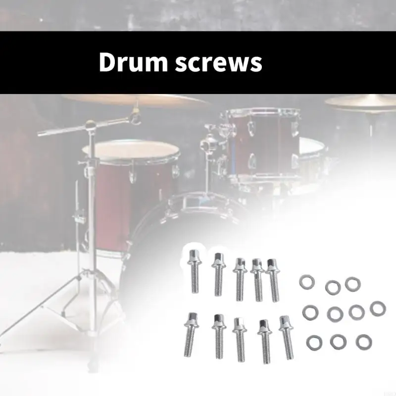 Pack of 10 Drum Set Screws Drum Repair Screws Drum Set Hardware Suitable for Musical Instrument Maintenance and Repair 