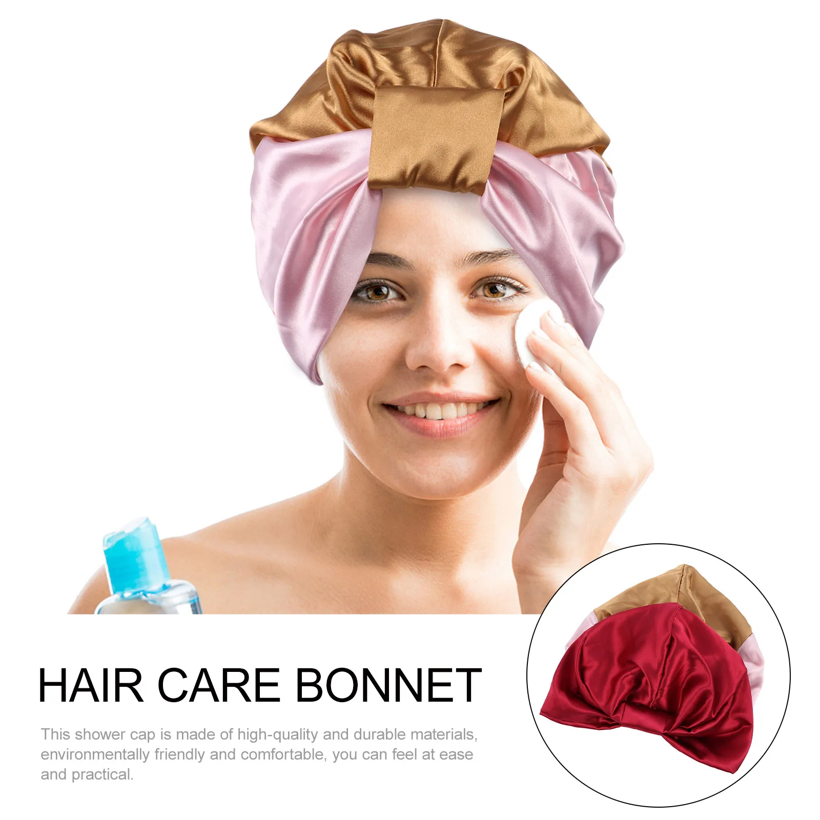 

2 pcs Caps Stretch Polyester Lightweight Bonnet For Women Night Sleep Hair Care Cap Wide Band Stain Resistant Turban