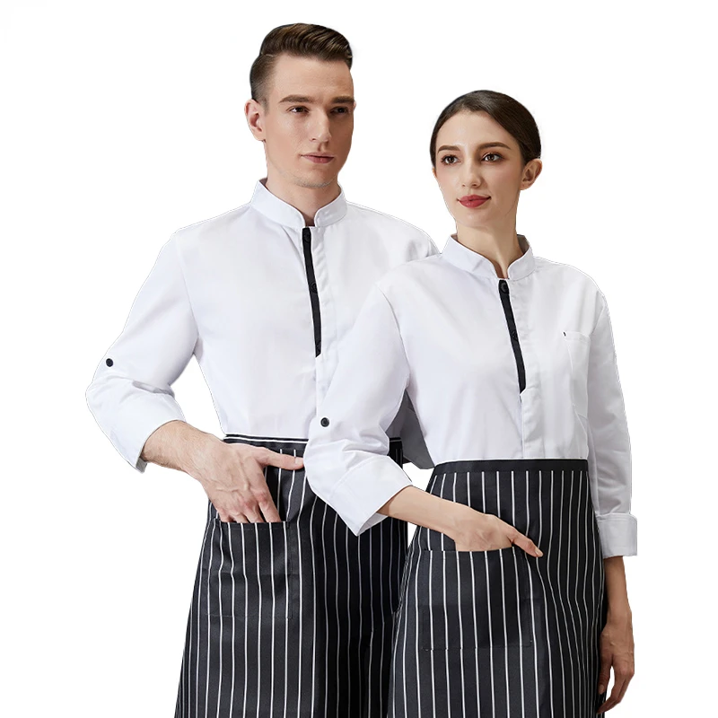 Uniforme de cozinheiro chefe manga curta para homens manga comprida, hotel, comida ocidental, restauração, cozinha, restaurante, cozinheiro chefe, padeiro, roupas de trabalho