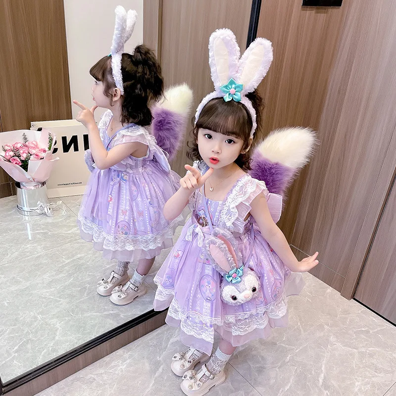 Милое детское платье Miniso My Melody для косплея с короткими рукавами фиолетовая Милая Одежда для девочек платье принцессы Детское Аниме подарок